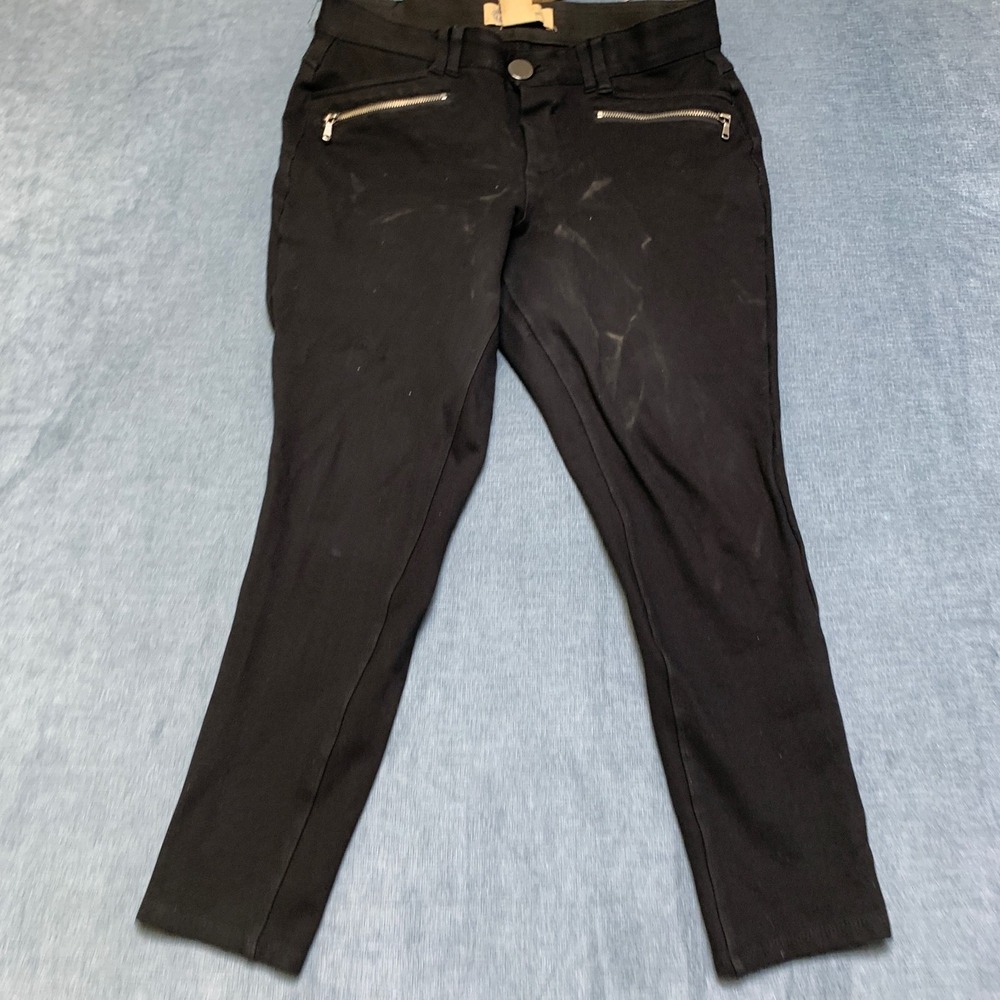 Democracy AB Technology Cropped Pants Womens 6 Black Pockets Casual Flat Front